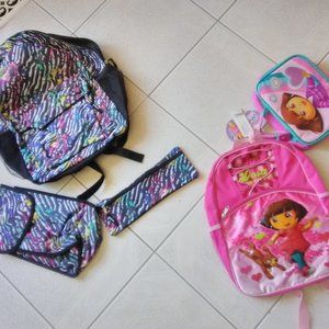 Girls Backpack Set - Dora, Colorful Zebra